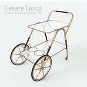 CESARE LACCA Golden Wood Bar Serving Cart