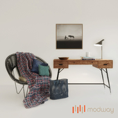 MODWAY OFFICE DESK and FLASHLIGHT TABLE LAMP + CRUZ COCOON