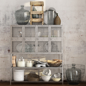The industrial-style shelves with decor