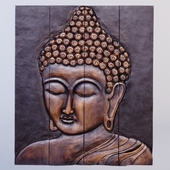 Wood Buddha Face Wall Decor