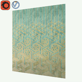 3d wall green marble with gold ornaments