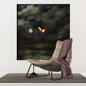 Leather Chair with Floor lamp