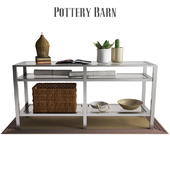 Pottery Barn Tanner Long Console Table - Polished Nickel Finish