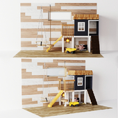 A cozy set for a children&#39;s room A small house with Tarzanka and a Suspension swing