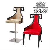 Chair with armrests, bar stool "Francesco Molon".
