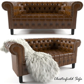 English Leather Chesterfield Sofa Loveseat
