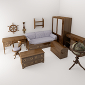A set of children&#39;s furniture in a marine style.