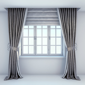 Window, curtains and Roman blinds