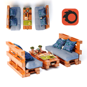 Table and sofas from pallets