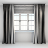 Window, straight two-tone and Roman blinds