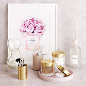 Pink & Brass Zakkia Bathroom Set