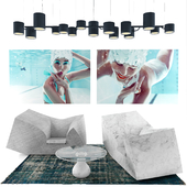 Compression Sofa by Moooi in marble and textile