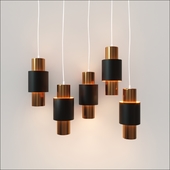 Pair of Danish Modern Cylindrical Brass Pendant Lamps