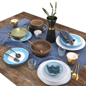 Столовый набор | Blue and brown table set