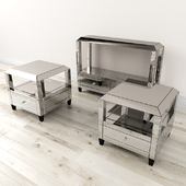 Montreal Mirrored Console Table and Table w / Drawer
