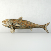 Vintage Painted Wood Fish