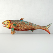 Vintage Painted Wood Fish