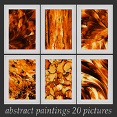 Set of paintings abstract warm