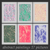 Set of paintings abstract suminagashi dreams 1
