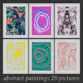 Set of paintings abstract suminagashi dreams 2