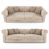 Large Modern Padded Nubuck Leather Italian Sofa