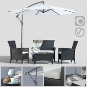 Мебель из полиротанга с зонтом