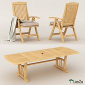Outside teak wooden table and chair