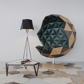 Art armchair and floor lamp 13309