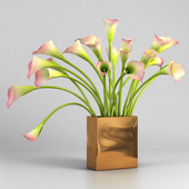 copper vase calla flower