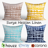 Decorative pillows Houzz, Surya Hessian Linen set 063