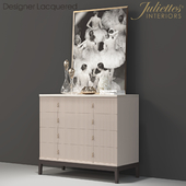 juliette interiors Italian Art Deco Inspired Designer Lacquered Chest of Drawers