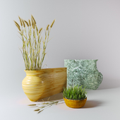 Vases and wheat