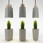 Concrete Planter & Pendant Lamp  by Bentu Design