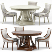 Stockton Ivory Lacquered Dining Chair, Maxime French Round Dining Table