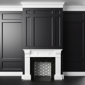 Black and white fireplace and panels