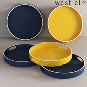 White Rim Lacquer Trays - Small Round by West Elm