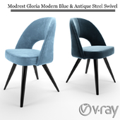 Modrest Gloria Modern Blue & Antique Steel Swivel