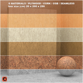 6 materials (seamless) - plywood, osb, cork - set 5