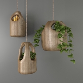 Wooden hanging pots