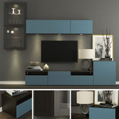 Шкаф для ТВ Ikea Бесто/Besta Халлставик(тёмно-синий).