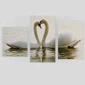 Картина модульная на холсте "Пара лебедей".