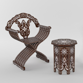 chair and coffee table, oriental, middle eastern