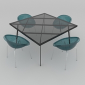 Столовый набор итальянского дизайна, состоящий из стола Calligaris Frame и стульев Calligaris Bloom