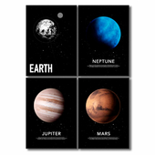 Набор постеров для детской комнаты - планеты солнечной системы.