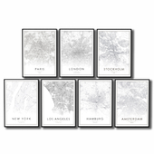 Постеры с черно-белыми картами крупнейших городов мира.
