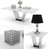 Port coffee table & Port end table & Safavieh Joanna 28'' Table Lamp & Cube Vase