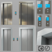 Двери с облицовкой и пост вызова лифта OTIS в 2 цветах