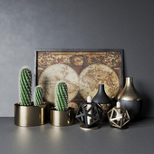 Decorative set with cactuses