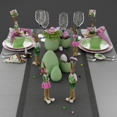 Пасхальная сервировка Funny Rose and Green Easter Table Decoration