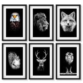 Постеры с животными - белка, орёл, лиса, олень, лев.